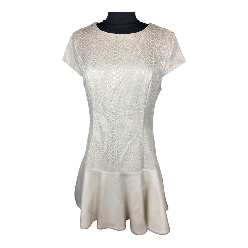 Mustard Seed Womens Large Drop Waist Ruffle Hem Cream Snake Print NWT Dress